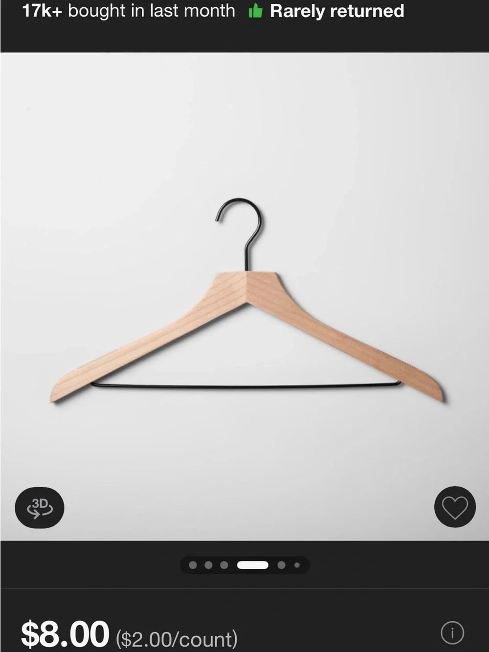 Wooden Non-Slip Clothes Hangers - Natural Wood (Set of 8)
